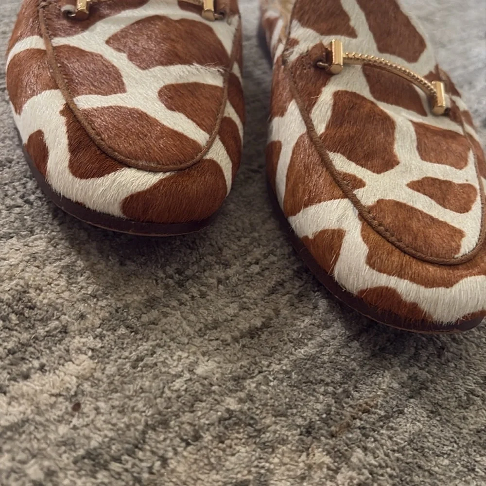 Sam Edelman Tan and White Patterned slip on Loafers - size 7.5 - leather